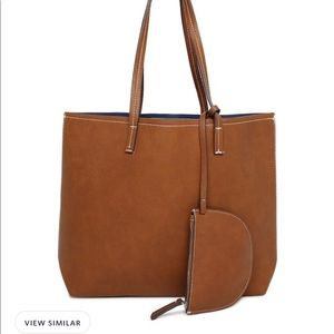 Mango Brown & Navy reversible tote bag
